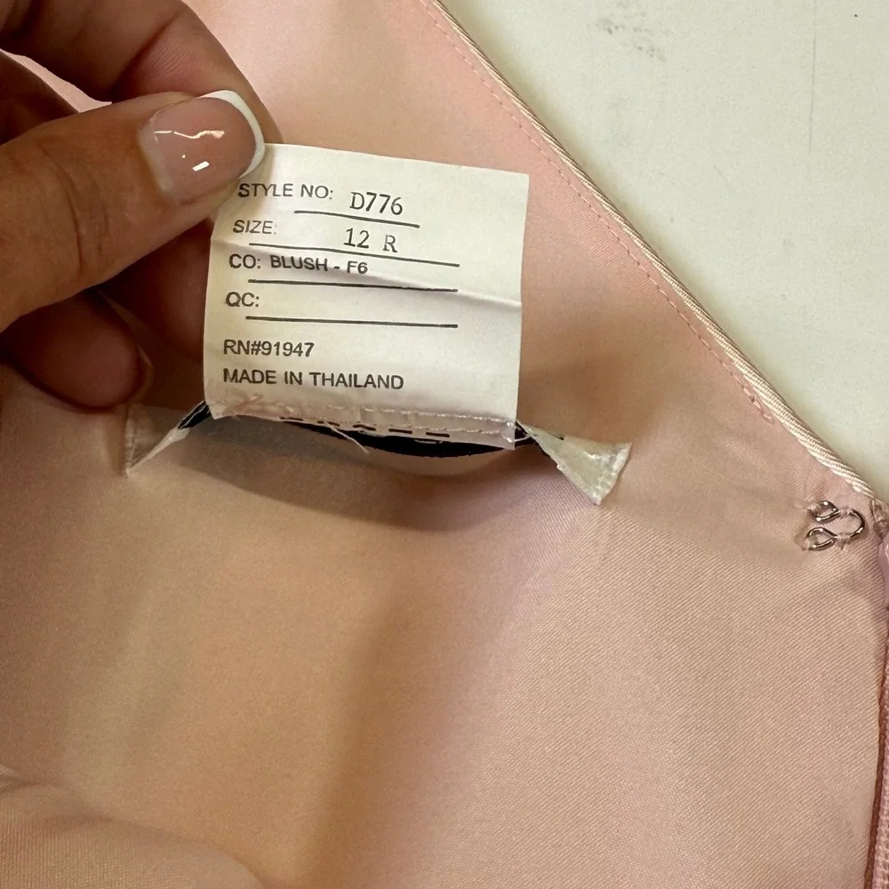 ALFRED SUNG Long Evening Gown Formal Cocktail Bridesmaid Dress Blush‎ Size 12 - Picture 5 of 9